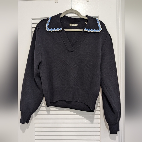 Sandro wool-blend polo style sweater with crochet collar - size 2 (xs/s) - Picture 9 of 9
